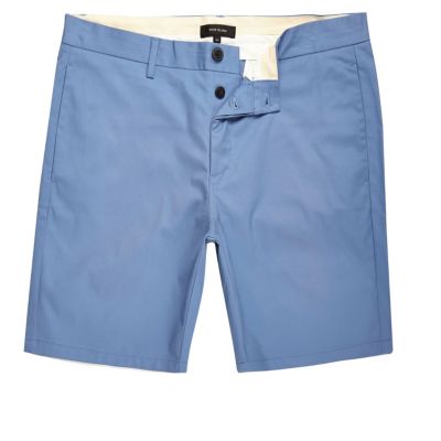 Blue slim fit shorts